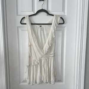 Free People White Ruffled Babydoll Top